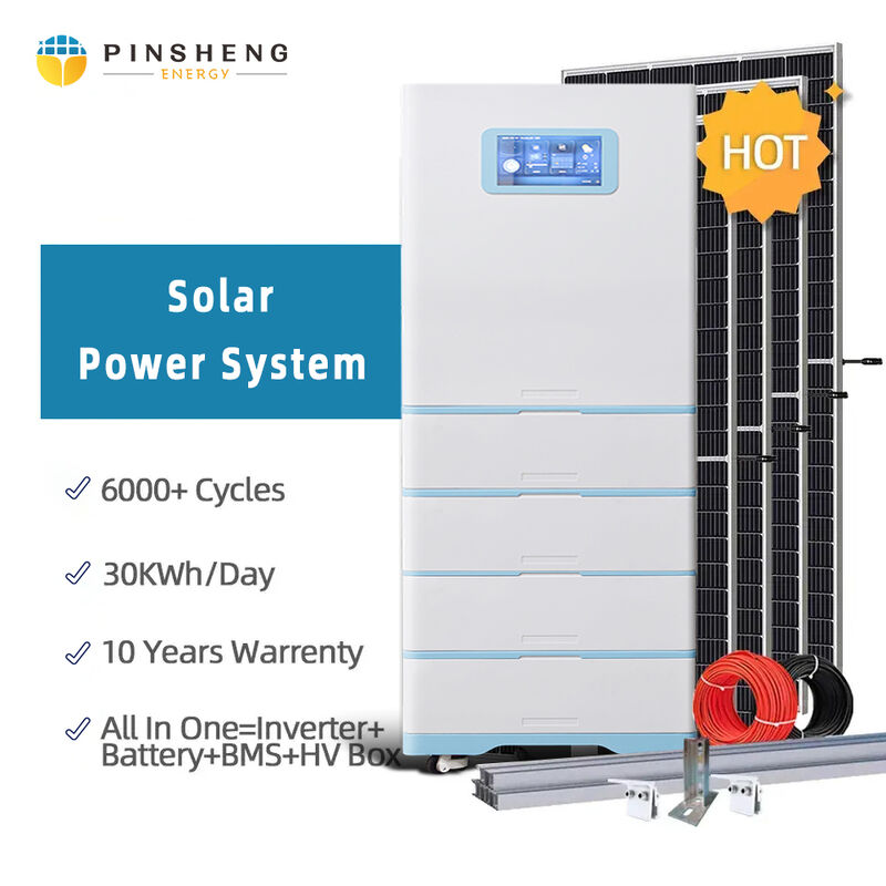 PINSHENG High Voltage 10Kw 20Kwh 25Kwh 30Kwh Battery Home Use All in One Inverter Hybrid Solar Energy System
