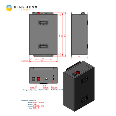 PINSHENG 48V 72V 50Ah 100Ah 200Ah Lifepo4 Lithium Ion Battery Pack for Ebike and Motocycle